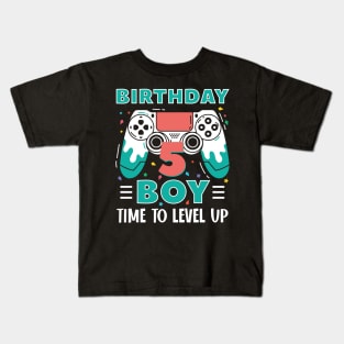 5th Birthday Boy Gamer Funny B-day Gift For Boys kids toddlers Kids T-Shirt